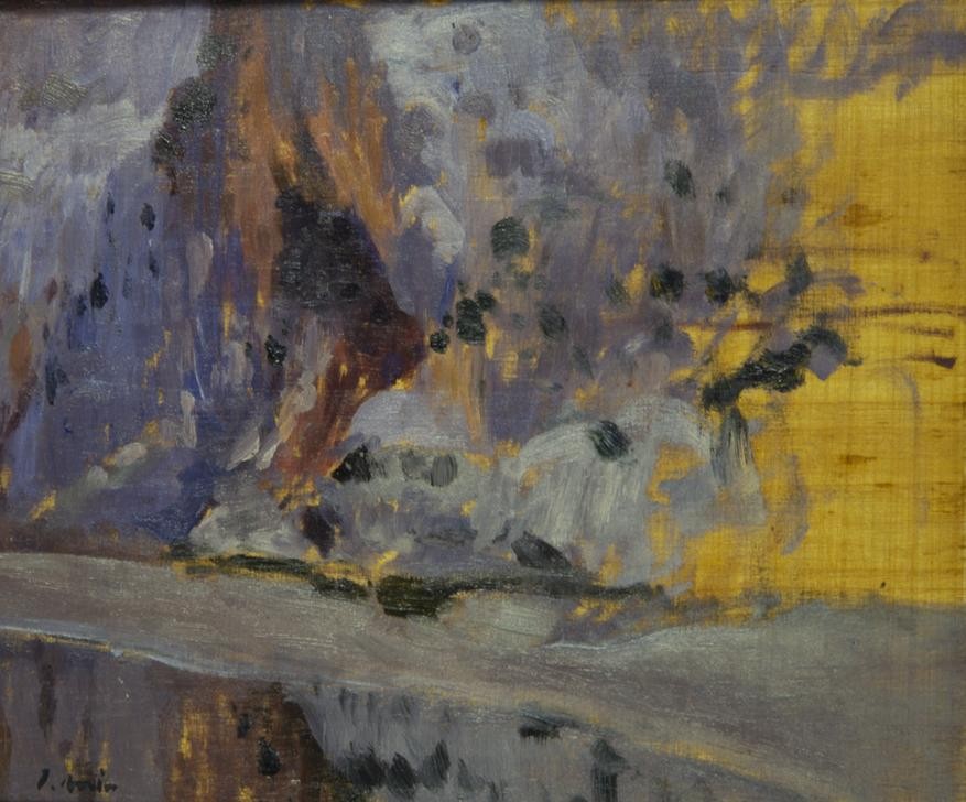 Joaquim Mir, Sturzbach bei Pareis (Bach, Felsen, Canyon, Mallorca, Torrent de Pareis, Landschaftsmalerei, Abstraktion, Post-Modernisme, Malerei, Klassische Moderne, Wunschgröße, Wohnzimmer, Treppenhaus, bunt)