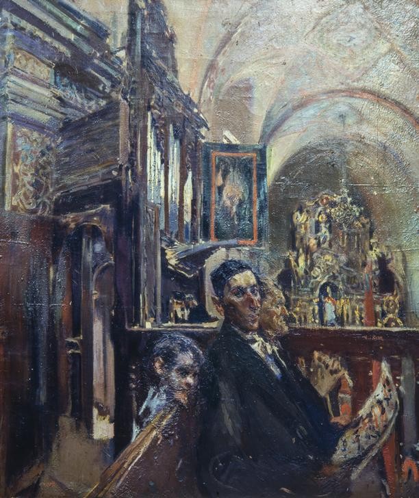 Joaquim Mir, Die Sänger von L’Aleixar (Kirche, Altar, Kirchenchor, Gesang, Post-Modernisme, Malerei, Klassische Moderne, Wunschgröße, Wohnzimmer, Treppenhaus, bunt)