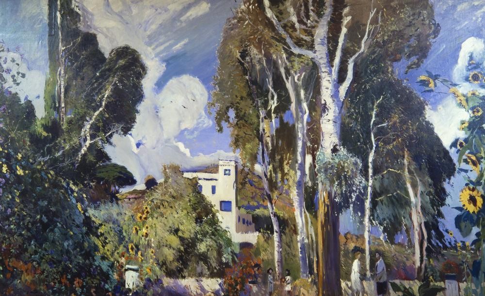Joaquim Mir, Mas Blau (Landschaft, Park, Bäume, Post-Modernisme, Malerei, Klassische Moderne, Wunschgröße, Wohnzimmer, Treppenhaus, bunt)