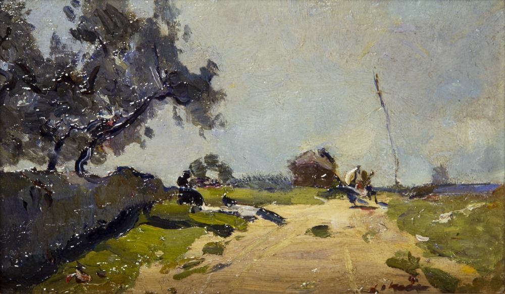 Joaquim Mir, Landschaft (Landschaft, Ebene, Bauernhof, Katalanische Kunst, Post-Modernisme, Malerei, Klassische Moderne, Wunschgröße, Wohnzimmer, Treppenhaus, bunt)