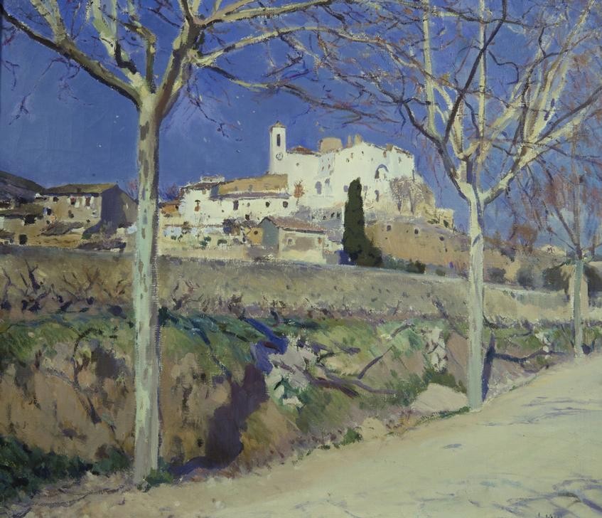 Joaquim Mir, Caselles (Landschaft, Stadtansicht, Katalanische Kunst,  Post-Modernisme, Malerei, Klassische Moderne, Wunschgröße, Wohnzimmer, Treppenhaus, bunt)