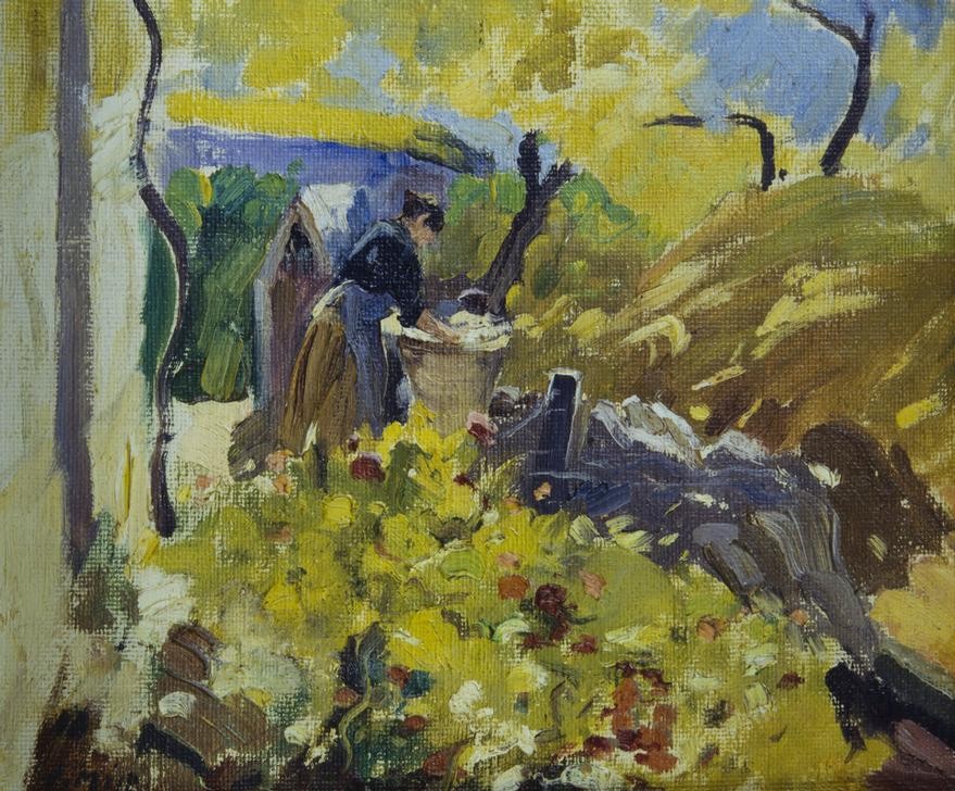 Joaquim Mir, Wäscherinnen (Hausarbeit, Garten, Wäscherei,   Katalanische Kunst, Wäscherin,  Post-Modernisme, Malerei, Klassische Moderne, Wunschgröße, Wohnzimmer, Treppenhaus, bunt)