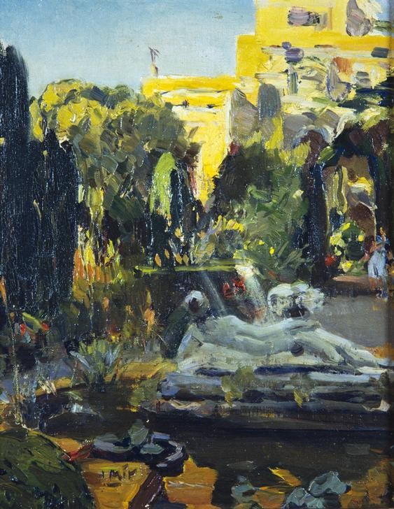 Joaquim Mir, Garten (Park, Brunnen, Skulptur, Park, Katalanische Kunst, Garten,  Post-Modernisme, Malerei, Klassische Moderne, Wunschgröße, Wohnzimmer, Treppenhaus, bunt)