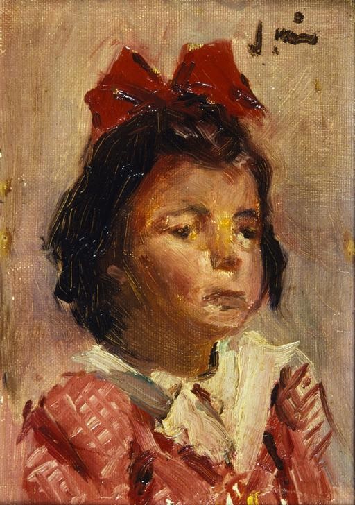Joaquim Mir, Porträt eines Mädchens (Mädchen, Portrait,  Haarschleife, Katalanische Kunst, Post-Modernisme, Malerei, Klassische Moderne, Wunschgröße, Wohnzimmer, Treppenhaus, bunt)