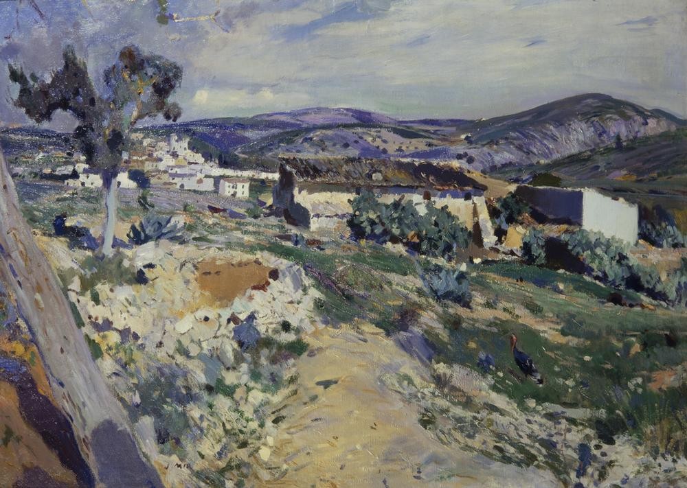 Joaquim Mir, Blick auf Canyelles (Landschaft, Lanschaftsmalerei, Berge, Hügel, Provinz Girona, mediterran,  Post-Modernisme, Malerei, Klassische Moderne, Wunschgröße, Wohnzimmer, Treppenhaus, bunt)