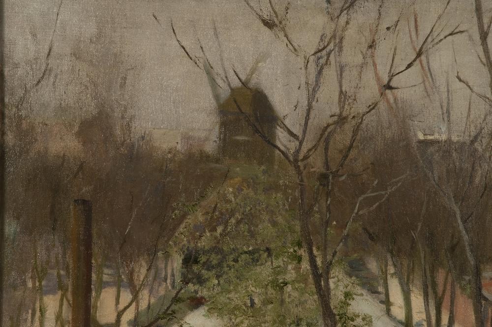 Santiago Rusinol, Park von Moulin de la Galette (Landschaft,Winter,Katalanische Kunst,Menschenleere)