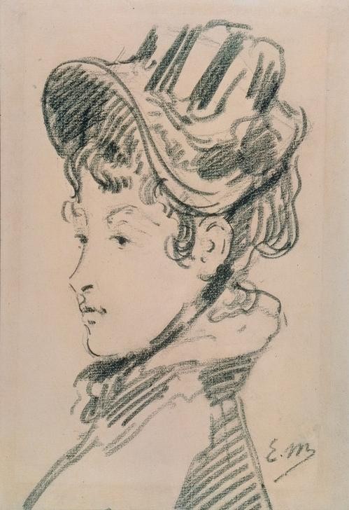 Edouard Manet, Madame Jules Guillemet (Damenhut,Frau,Kunst,Mensch,Hut,Portrait,Französische Kunst,Kopf)