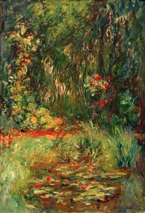 Claude Monet, Coin du bassin aux nymphéas (Botanik,Garten Und Park,Kunst,Maler (Künstler),Impressionismus,See,Seerose,Französische Kunst,Grün,Zierteich,Gartenteich,Privatsammlung,Garten)