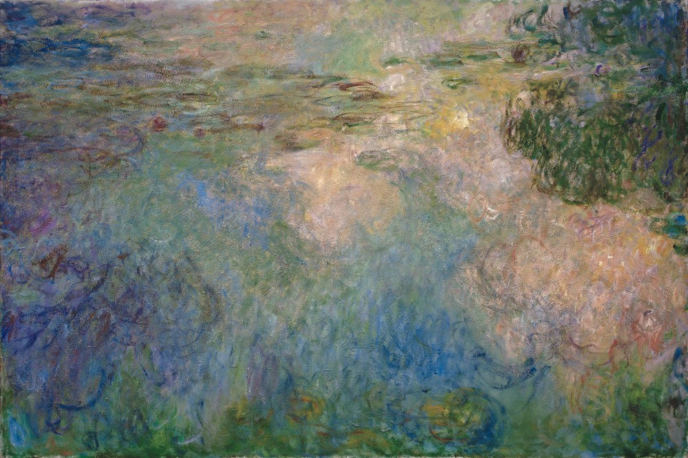 Claude Monet, Le bassin aux nymphéas (Botanik,Garten Und Park,Kunst,Maler (Künstler),Wasser,Wasserpflanze,Impressionismus,See,Triptychon,Seerose,Französische Kunst,Blume,Zierteich,Gartenteich)