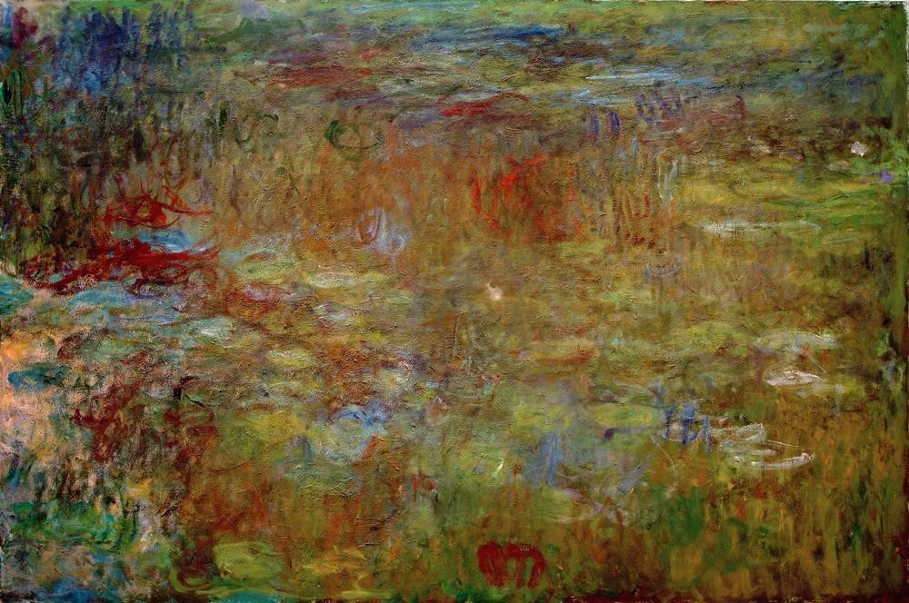 Claude Monet, Le bassin aux nymphéas (Botanik,Garten Und Park,Kunst,Maler (Künstler),Wasser,Wasserpflanze,Impressionismus,See,Triptychon,Seerose,Französische Kunst,Blume,Zierteich,Gartenteich)