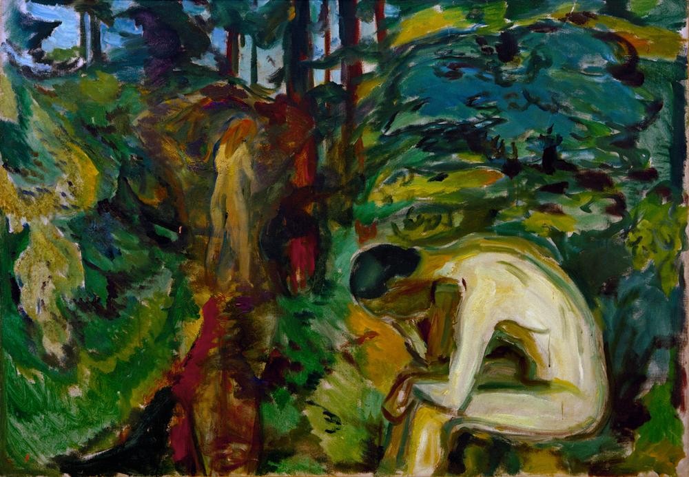 Edvard Munch, Nach dem Sündenfall (Kunst,Wald,Symbolismus,Altes Testament,Sündenfall,Bibel,Expressionismus,Norwegische Kunst,Genesis,Skandinavische Kunst)
