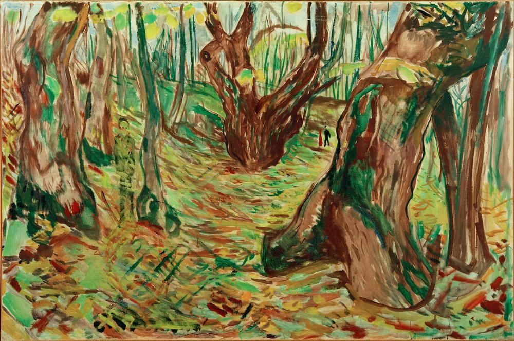 Edvard Munch, Knorrige Baumstämme II (Botanik,Herbst,Jahreszeiten,Kunst,Mensch,Wald,Baum,Expressionismus,Norwegische Kunst,Skandinavische Kunst,Baumstamm)