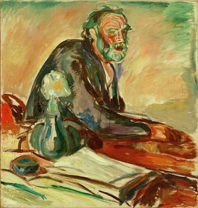 Edvard Munch, Schlaflose Nacht II (Kunst,Mann,Tageszeiten,Nacht,Expressionismus,Norwegische Kunst,Schlaflosigkeit,Skandinavische Kunst,Schlafen (Schlaf))