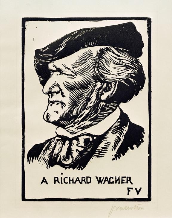 Felix Vallotton, A Richard Wagner (Komponist,Mann,Musik,Portrait,Französische Kunst,Schweizerische Kunst,Kappe (Kopfbedeckung),Profil,Kopf,Person,Mütze)