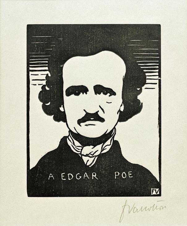 Felix Vallotton, A Edgar Poe (Literatur,Mann,Schriftsteller,Bart,Schnurrbart,Portrait,Französische Kunst,Schweizerische Kunst,Brustbild,Person)