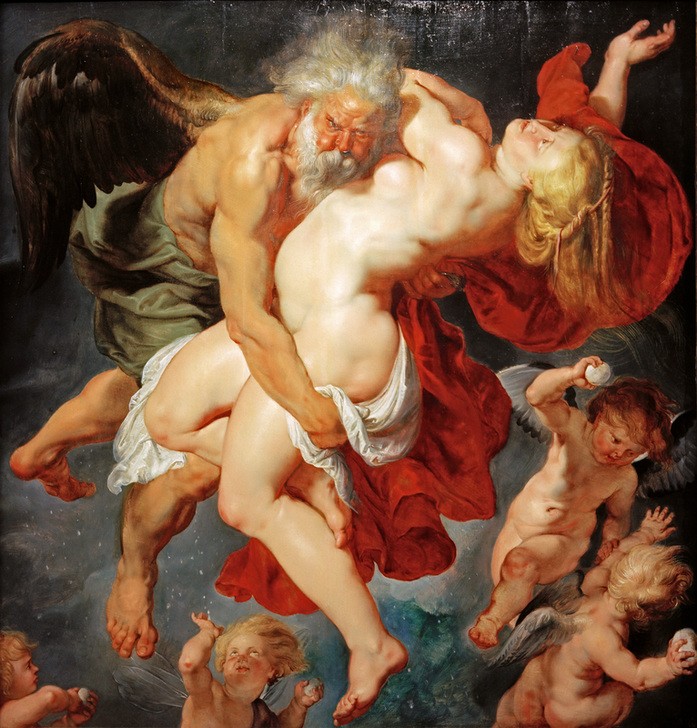Peter Paul Rubens, Boreas entführt Oreithyia (Erotik,Flämische Kunst,Frau,Kunst,Mann,Mythologie,Entführung,Barock,Akt,Putto,Frauenraub,Schneeballschlacht,Vergewaltigung,Wind,Niederländische Kunst,Götter,Gewalt,Jugend Und Alter,Nacktheit,Sexualität,Windgott,Gott,Alter Mann,Alterserotik,Norden,Nach Der)