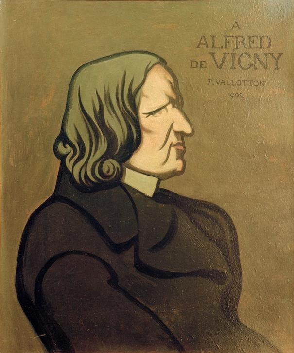Felix Vallotton, Portrait de Vigny, peinture décorative (Dichter,Literatur,Mann,Schriftsteller,Portrait,Französische Kunst,Schweizerische Kunst,Profil,Nabis,Person)