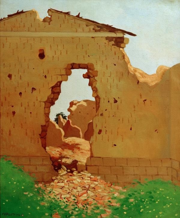 Felix Vallotton, Ruines à Souain (Geschichte,Krieg,Kunst,Ruine,Westfront,Zerstörung,Architekturdarstellung,Französische Kunst,Schweizerische Kunst,Stellungskrieg,Nabis,Erster Weltkrieg)