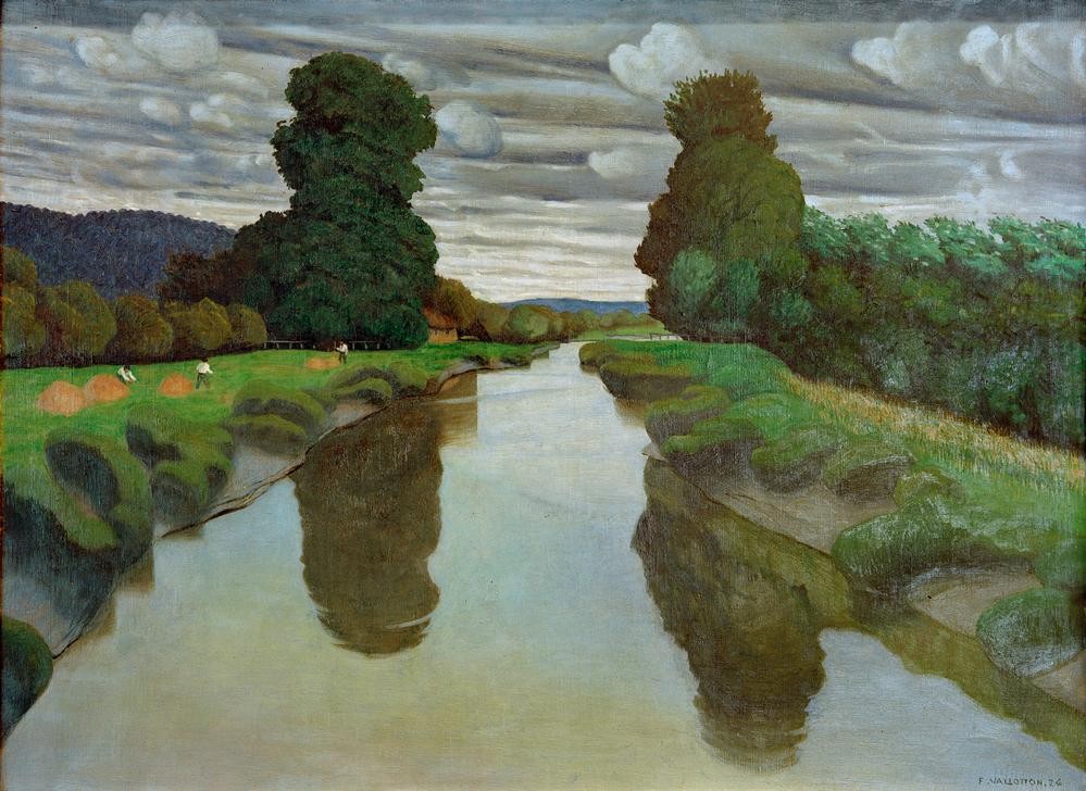 Felix Vallotton, La Risle près Berville (Himmel (Natur),Kunst,Landschaft,Wolke,Fluss,Spiegelung,Französische Kunst,Schweizerische Kunst)