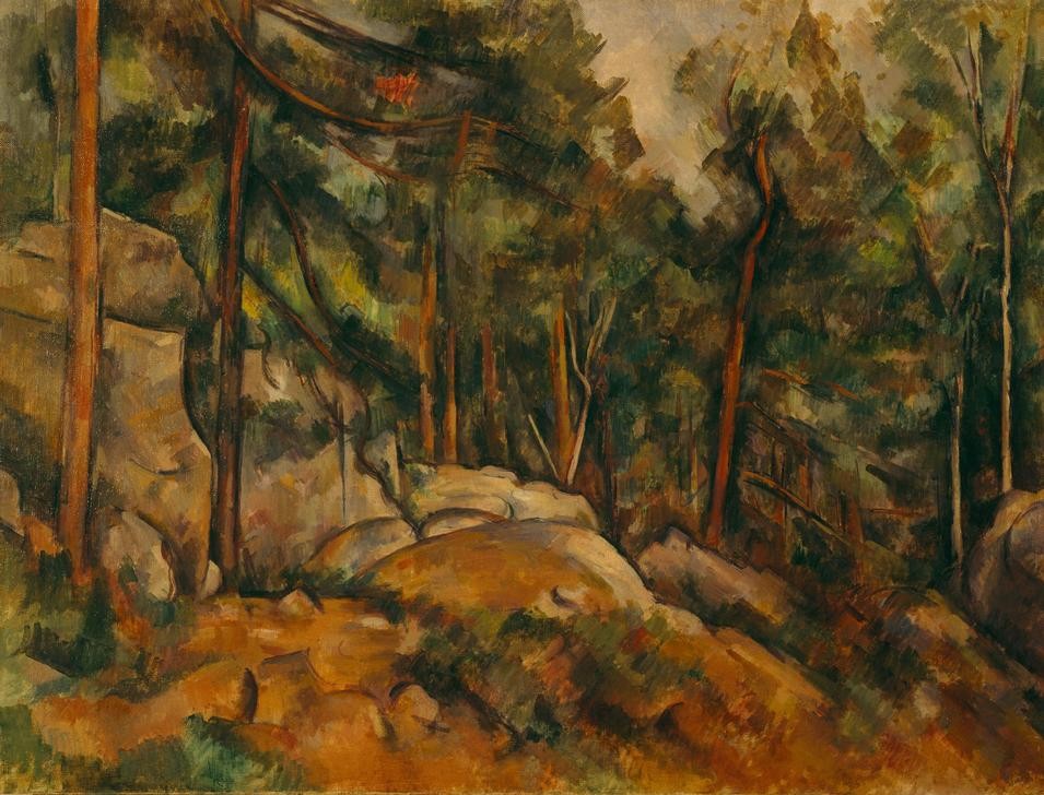 Paul Cézanne, Interieur de forêt (Kunst,Landschaft,Wald,Impressionismus,Felsen,Französische Kunst,Jahrhundertwende)