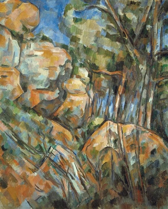 Paul Cézanne, Rochers près des grottes audessus de Château-Noir (Kunst,Landschaft,Wald,Impressionismus,Höhle,Baum,Grotte,Felsen,Französische Kunst,Jahrhundertwende,Berg)