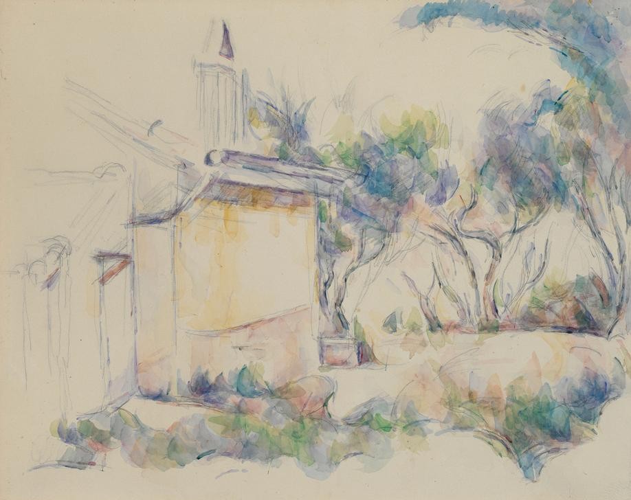 Paul Cézanne, Le Cabanon de Jourdan (Haus,Kunst,Landschaft,Park,Hütte,Impressionismus,Architekturdarstellung,Französische Kunst,Garten)