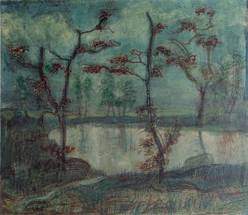 Paul Klee, Herbstlandschaft mit See und Bäumen (Bauhaus,Deutsche Kunst,Herbst,Jahreszeiten,Kunst,Landschaft,See,Expressionismus,Der Blaue Reiter,Schweizerische Kunst)