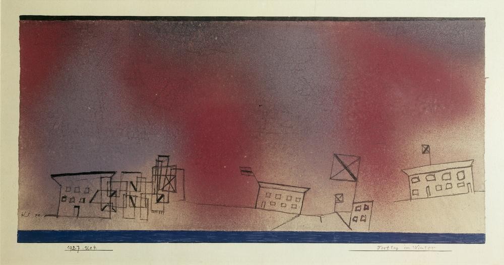 Paul Klee, Festtag im Winter (Bauhaus,Deutsche Kunst,Feste,Haus,Jahreszeiten,Winter,Allegorie,Abstrakte Kunst,Schweizerische Kunst,Trostlosigkeit,Hoffnungslosigkeit,Fahne)