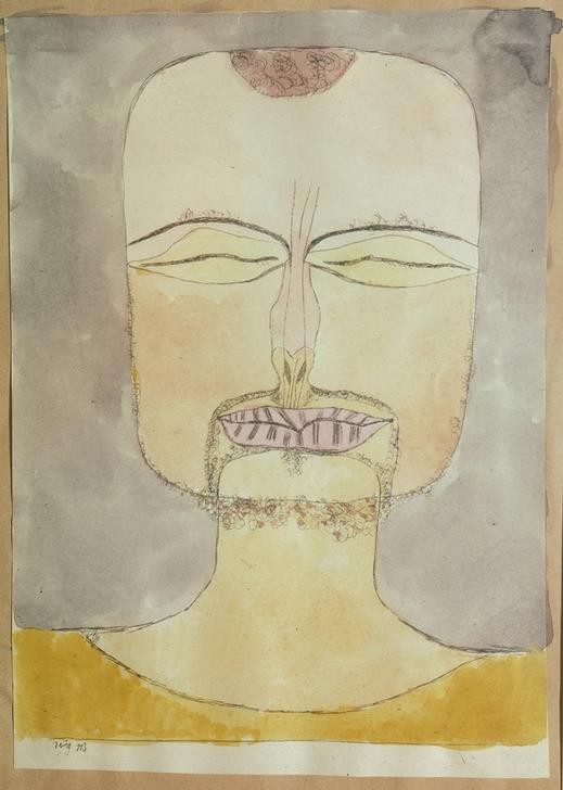 Paul Klee, Versunkenheit (nach der Zeichnung 19/75) (Deutsche Kunst,Grafiker,Künstler,Maler (Künstler),Mann,Selbstbildnis,Portrait,Schweizerische Kunst)