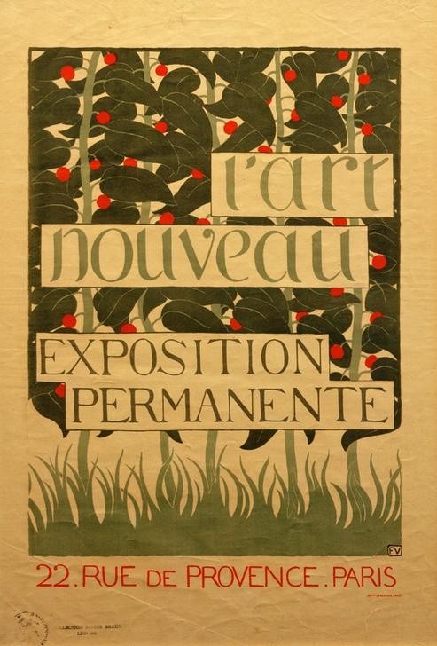 Felix Vallotton, Plakat für L’Art Nouveau (Ausstellung,Botanik,Jugendstil,Kunstausstellung,Kunst,Werbung,Plakat,Galerie,Französische Kunst,Schweizerische Kunst,Typographie,Jahrhundertwende,Schrift,Pflanze)