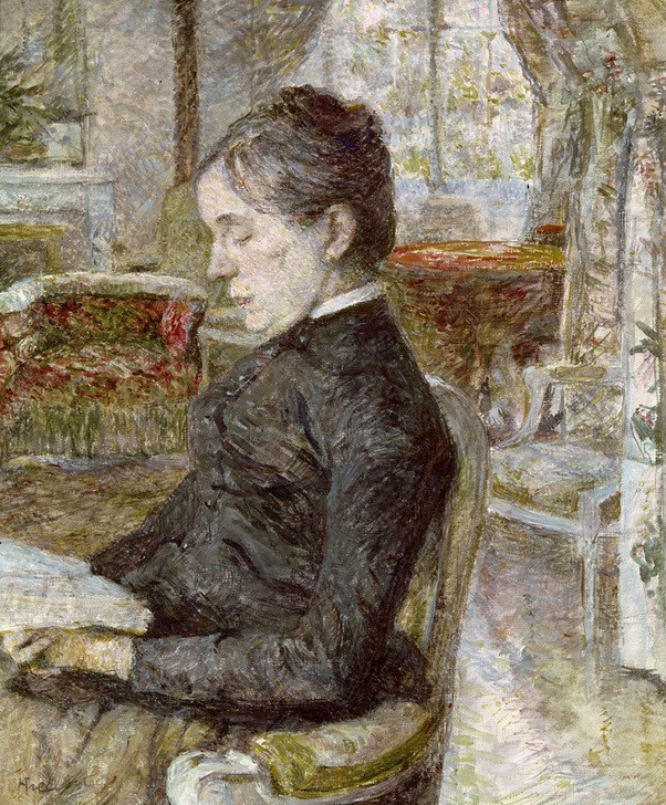 Henri de Toulouse-Lautrec, La comtesse Adèle de Toulouse-Lautrec dans le salon du château de Malromé (Buch,Frau,Kunst,Impressionismus,Portrait,Mutter Von Berühmten,Lesen (Allgemein),Mutter,Adel,Französische Kunst,Frauenleben,Leserin,Sitzen,Gesenkter Blick)