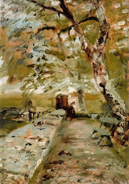 Henri de Toulouse-Lautrec, Château du Bosc. La Terrasse (Garten Und Park,Kunst,Landschaft,Schloss,Terrasse,Wohnhaus Von Berühmten,Impressionismus,Baum,Vedute,Französische Kunst,Ansicht)