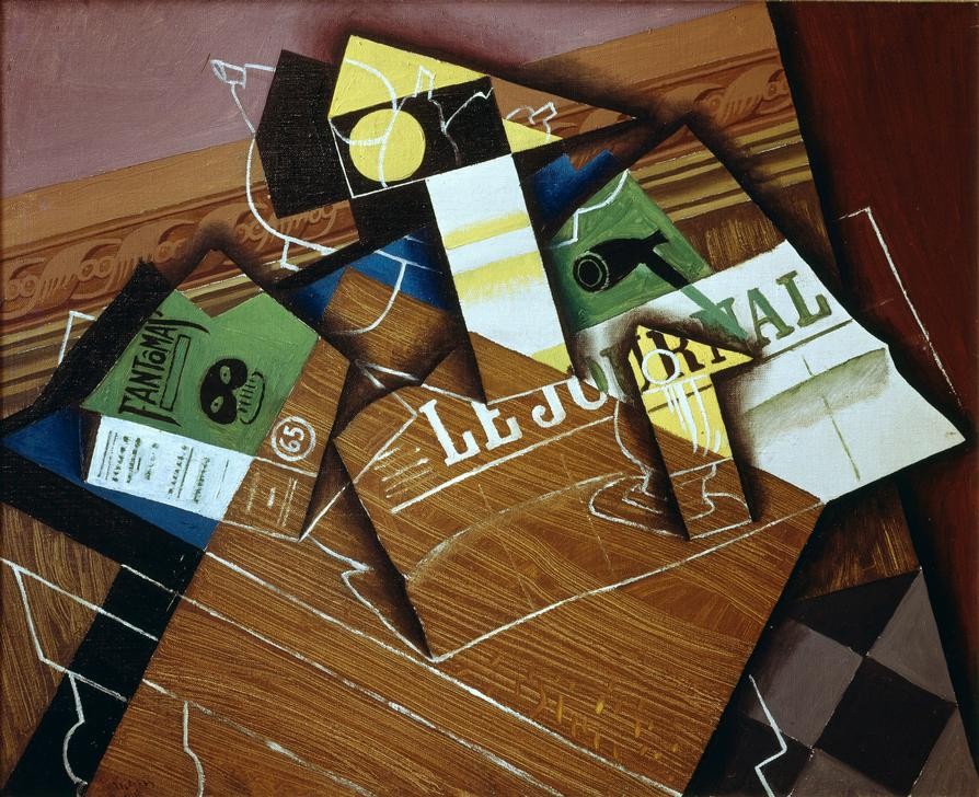 Juan Gris, Nature morte (Fantomas) (Kunst,Pfeife (Tabak),Kubismus,Programm,Stillleben,Zeitung,Spanische Kunst)