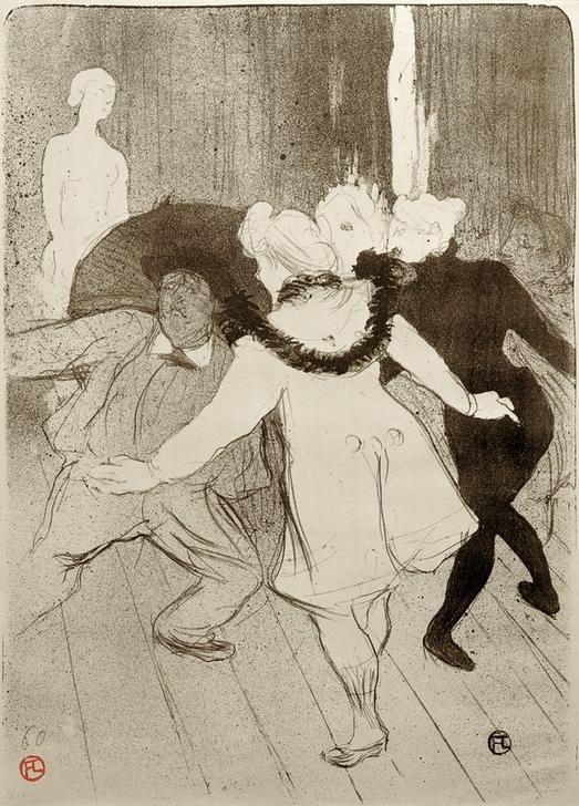 Henri de Toulouse-Lautrec, Folies Bergère, Les Pudeurs de Monsieur Prudhomme (Ballett,Jugendstil,Kabarett Und Variete,Kabarett,Kunst,Pantomime,Publizistik,Tänzer,Tänzerin,Szene,Tanz,Theater,Variete (Entertainment),Revue (Musiktheater),Zeitschrift,Französische Kunst,Fin De Siecle,Aufführung)