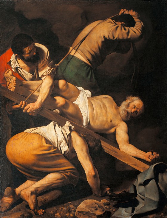 Caravaggio, Die Kreuzigung Petri (Hinrichtung, Apostelgeschichte, Kreuzigung, Petrus, Apostel,  Martyrium, Kreuzaufrichtung, Hell-Dunkel, Barock, Klassiker, Malerei, Wunschgröße, Wohnzimmer)