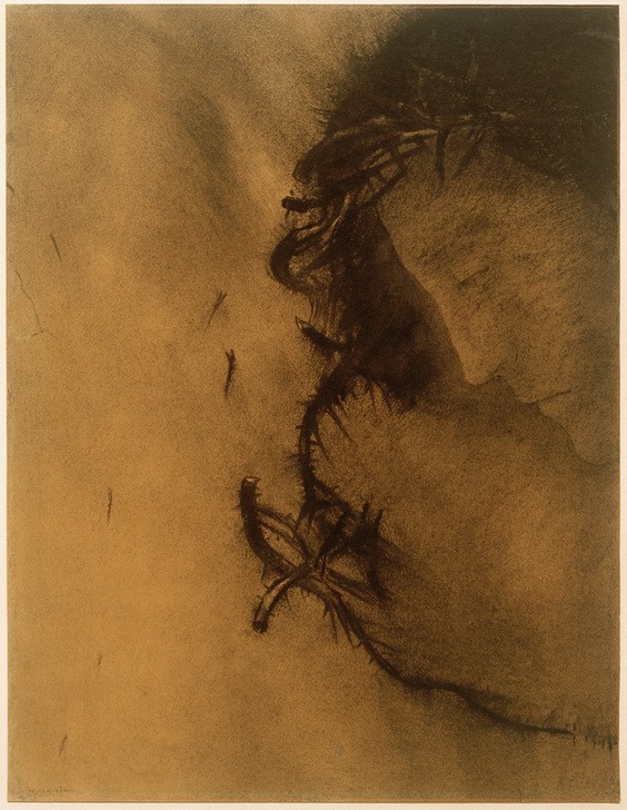 Odilon Redon, Christus (Die Dornenkrone) (Christentum,Kunst,Religion,Symbolismus,Neues Testament,Bibel,Schmerzensmann,Französische Kunst,Passion Christi,Dornenkrone,Kopf)