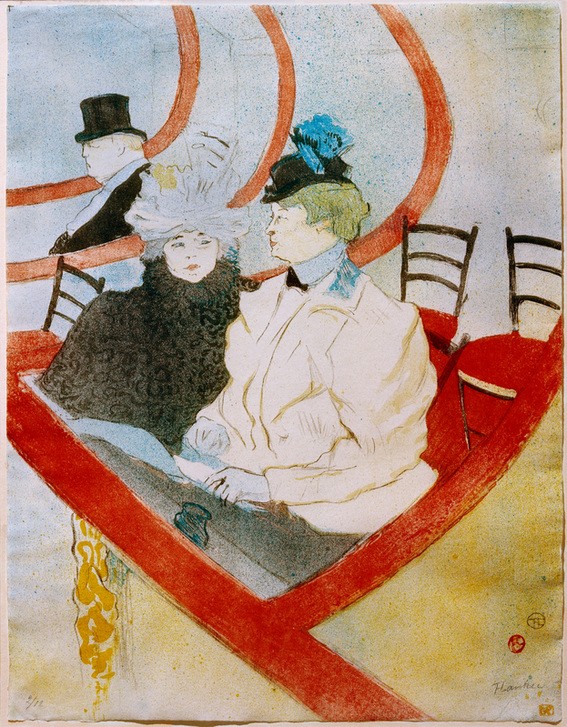 Henri de Toulouse-Lautrec, La Grande Loge (Frau,Jugendstil,Kunst,Freizeit,Theater,Ungleiches Paar,Lesbische Liebe,Homosexualität,Portrait,Loge (Architektur),Französische Kunst,Publikum,Sexualität,Paar,Ausgehen,Theaterloge,Belle Epoque,Fin De Siecle,Frauenleben,Jahrhundertwende,Halbfigur,Zuschaueri)