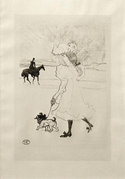 Henri de Toulouse-Lautrec, Au Bois (Garten Und Park,Jugendstil,Kunst,Mädchen,Menschen Im Park,Spaziergang,Stadtpark,Hund,Französische Kunst,Belle Epoque,Fin De Siecle,Jahrhundertwende,Gassi Gehen)