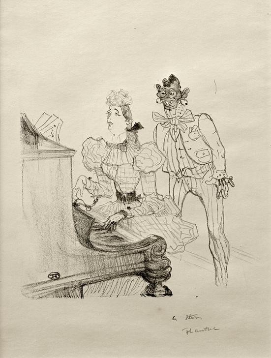 Henri de Toulouse-Lautrec, Chansonette comique (Jugendstil,Karikatur,Kunst,Musik,Pianistin,Französische Kunst,Titelseite,Lied,Illustration,Belle Epoque,Jahrhundertwende,Schwarzer)
