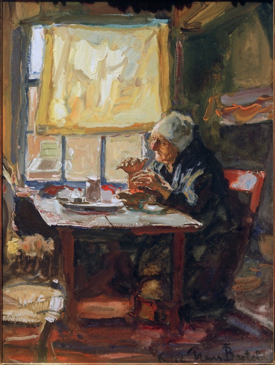 Hans von Bartels, Alte Frau am Frühstückstisch  (Mensch und Gesellschaft)