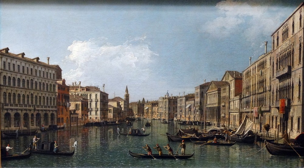 Giovanni Antonio Canaletto, The Grand Canal with the Carita (Venedig, Städte, Italien, Gondeln, Canal Grande, Traghetto, Gondeln, Paläste, Barock, Vedute Klassiker, Wunschgröße, Wohnzimmer)