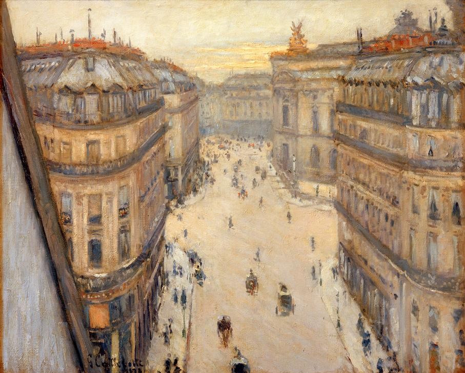 Gustave Caillebotte, Rue Halévy, vue d’un sixième étage (Geographie,Kutsche,Kunst,Strassenszene,Verkehr,Impressionismus,Grossstadt,Architekturdarstellung,Blick Aus Dem Fenster,Französische Kunst,Stadtlandschaft,Topographie)