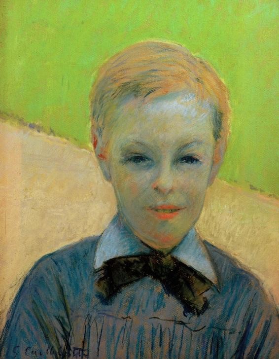 Gustave Caillebotte, Tête d’enfant, dit aussi Portrait de Camille Daurelle (Kind,Kunst,Mensch,Impressionismus,Portrait,Kittel,Französische Kunst,Knabe,Schleife,Brustbild)