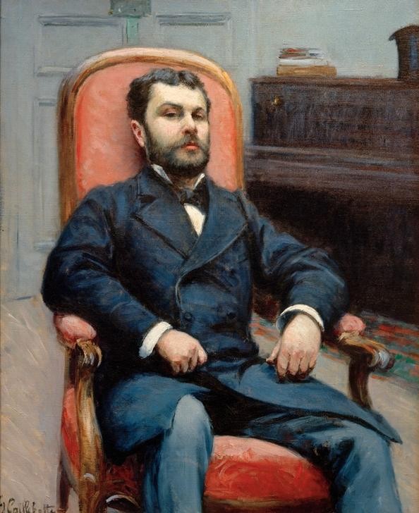 Gustave Caillebotte, Portrait de Richard Gallo (Kunst,Mann,Mensch,Impressionismus,Bart,Portrait,Französische Kunst,Sessel,Sitzen)