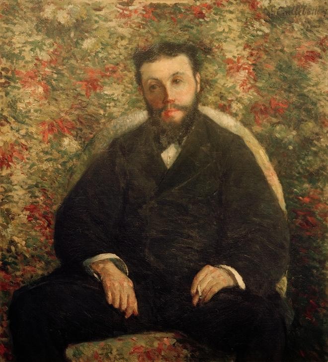 Gustave Caillebotte, Portrait d’A. Cassabois (Kunst,Mann,Mensch,Impressionismus,Bart,Portrait,Melancholie,Französische Kunst,Sitzen,Kniestück,Junger Mann)