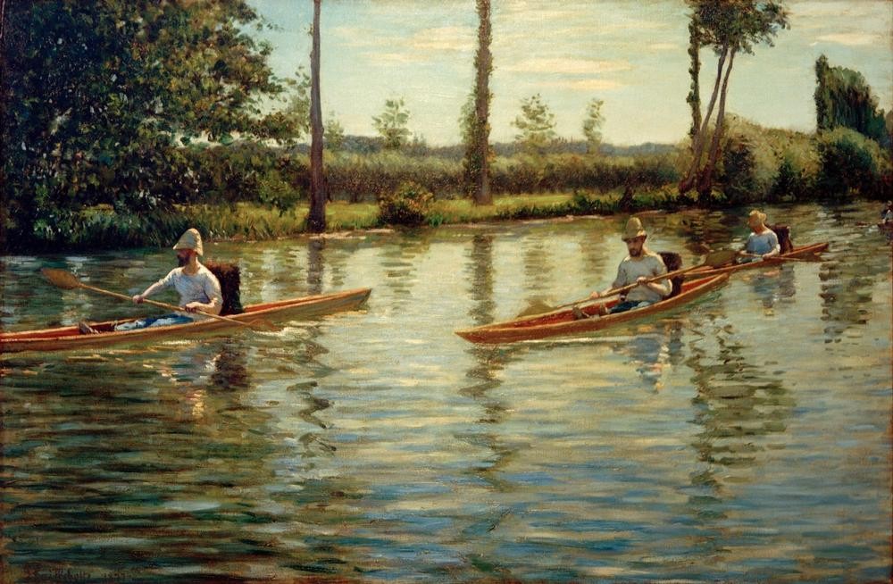 Gustave Caillebotte, Périssoires (Kunst,Landschaft,Rudern,Sport,Impressionismus,Fluss,Paddelboot,Französische Kunst,Paddeln)