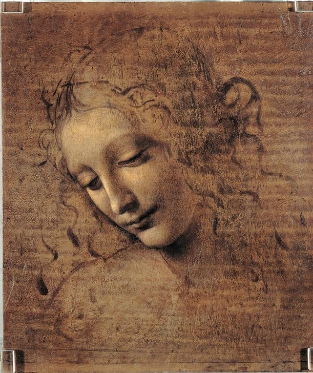 Leonardo da Vinci, Frauenkopf (Frau, Kopf, Portrait, Studie, Schönheit, Klassiker, Zeichnung, Treppenhaus, Wohnzimmer, Wunschgröße)