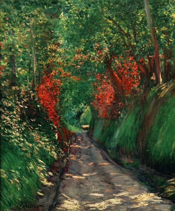 Gustave Caillebotte, Allée sous bois (Kunst,Landschaft,Wald,Impressionismus,Weg,Französische Kunst,Sonnenlicht,Waldweg)