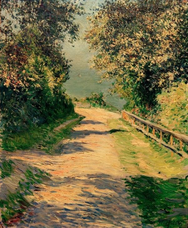 Gustave Caillebotte, Allée de la villa des fleurs, Trouville (Allee,Kunst,Landschaft,Meer,Impressionismus,Weg,Französische Kunst,Sonnenlicht)