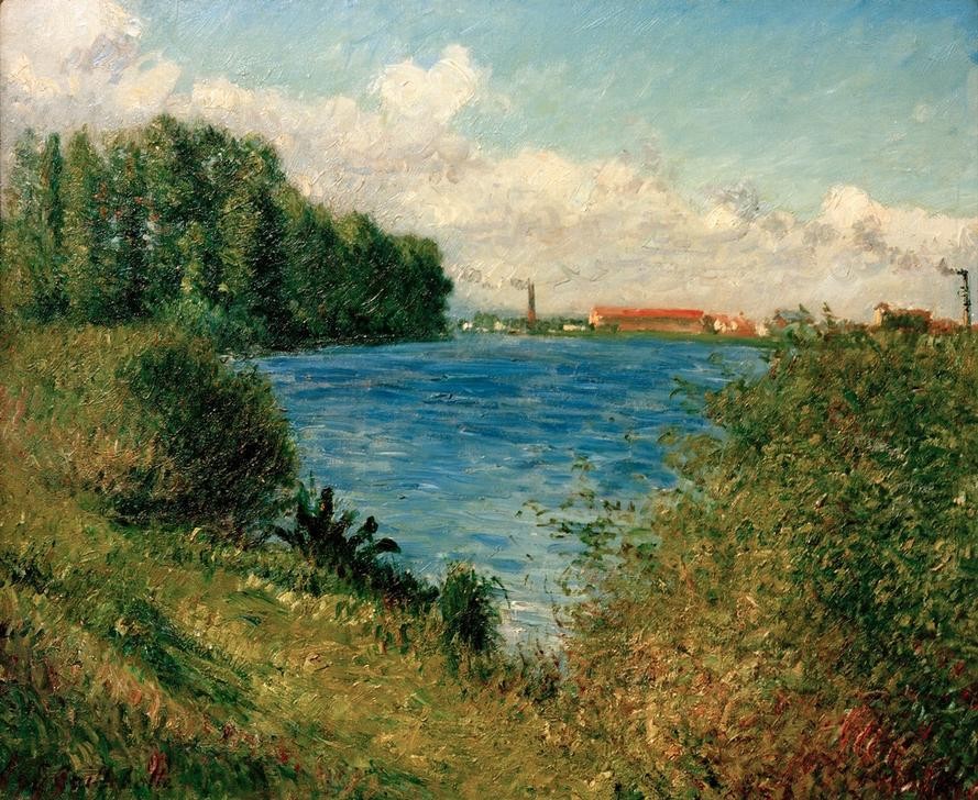 Gustave Caillebotte, La Seine à Argenteuil (Industrie,Kunst,Landschaft,Impressionismus,Fluss,Fabrik,Französische Kunst,Ufer)